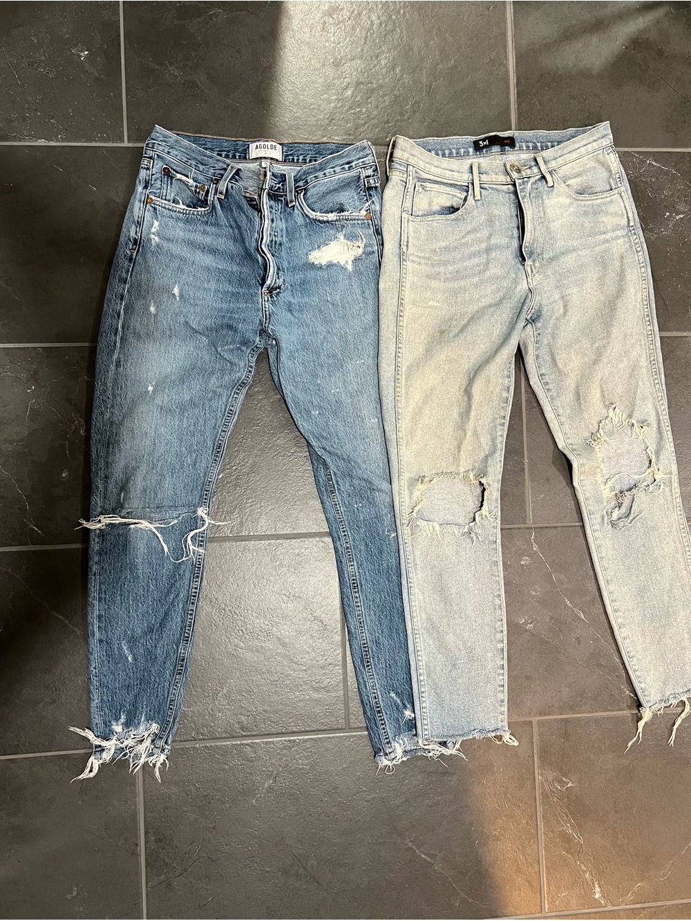 Agolde Sz 26 & 3x1 NYC Sz 27 Distressed Thrashed Jeans. 2 Pair, See Photos As-Is